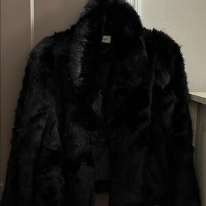 Elegant Black Faux Fur Jacket